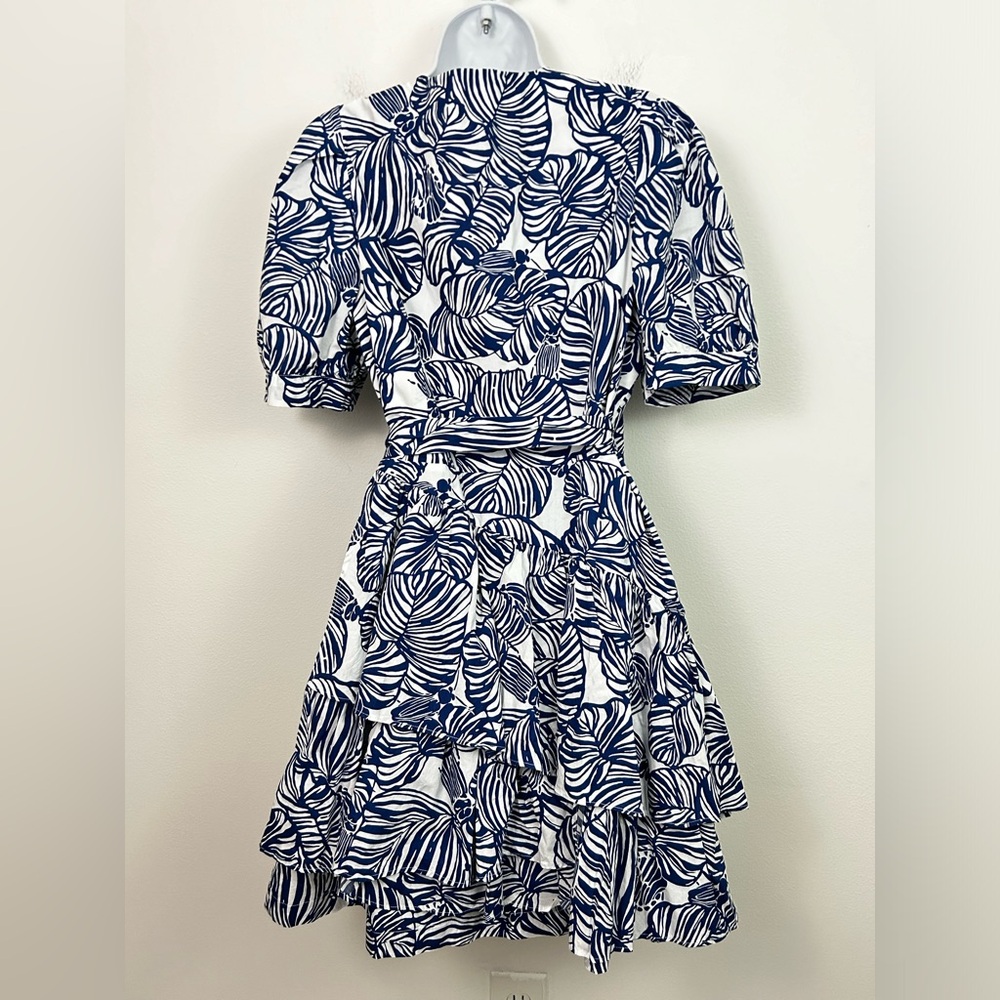 NWT Lilly Pulitzer Alexandria Elbow Sleeve Aegean Navy Beach Path Wrap Dress‎ 12 - Picture 3 of 8